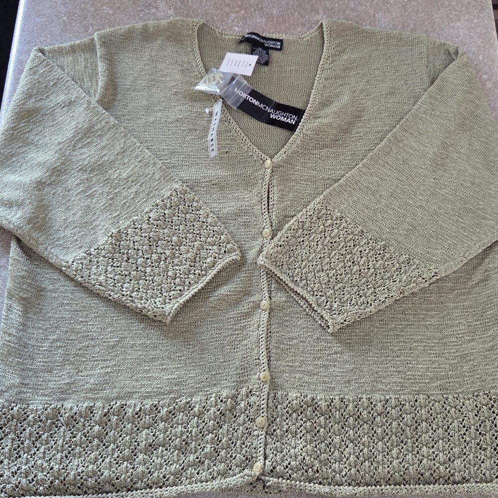 Norton McNaughton Sage Green Knit Cardigan